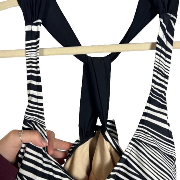 Ava & Viv Womens Swim Tankini Top Diagonal Stripes Black White Plus Size 20W - Picture 6 of 10